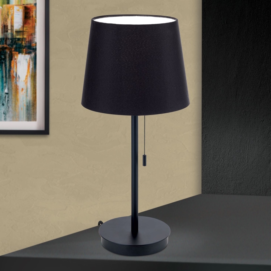 Namizna svetilka z USB priključkom LUDWIG 1xE27/40W/230V 50 cm črna