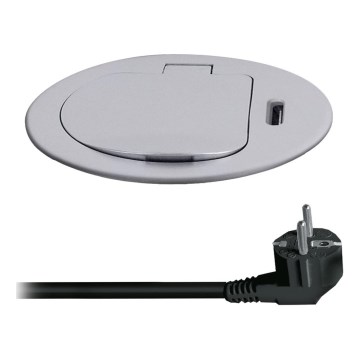 Namizna vtičnica 1x230V + USB-C Power Delivery srebrna/črna