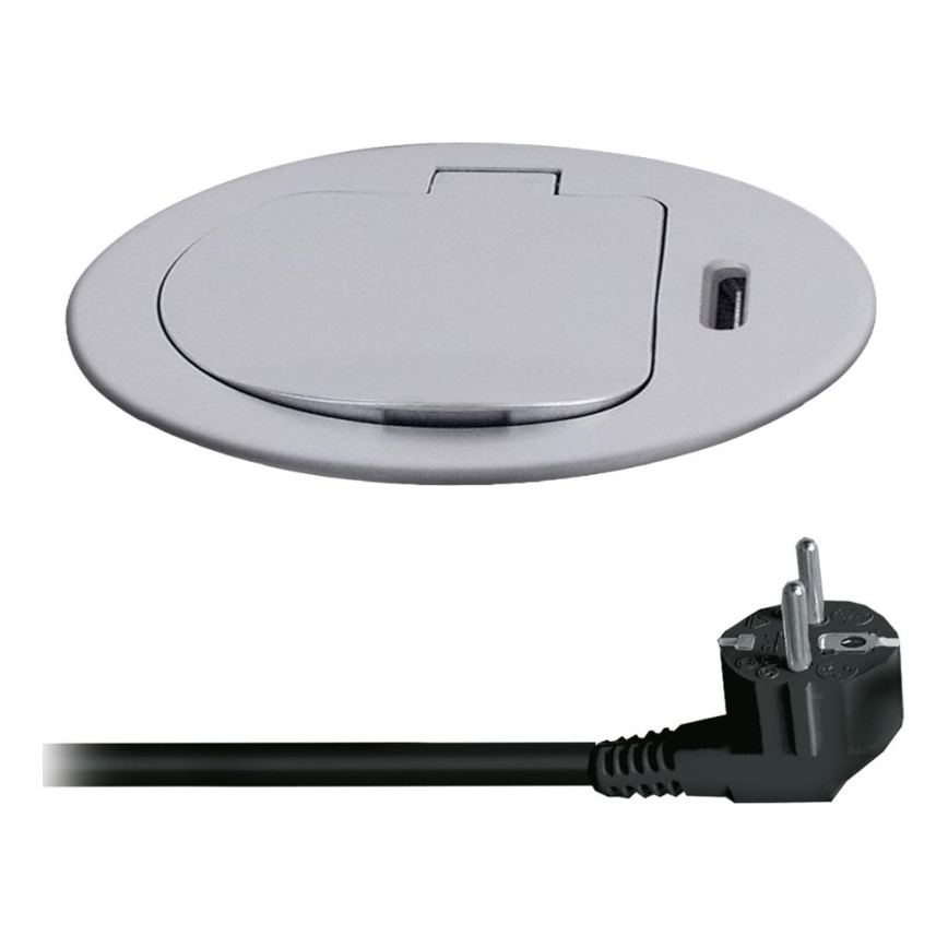 Namizna vtičnica 1x230V + USB-C Power Delivery srebrna/črna