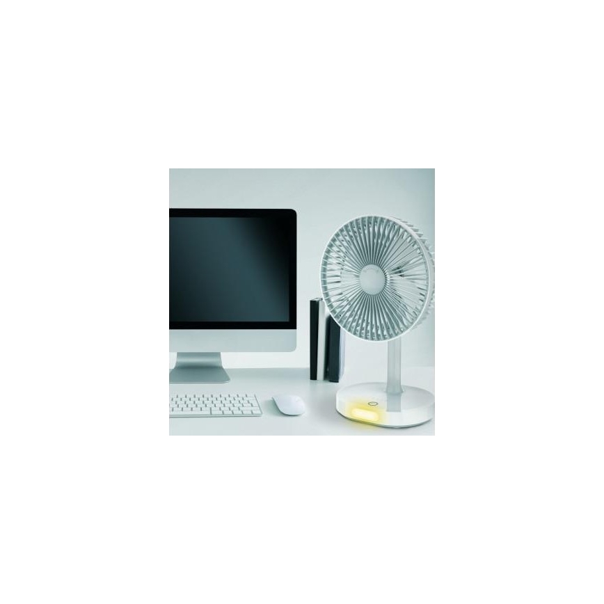 Namizni polnilni ventilator z LED svetilko 3000 mAh / 3,7 V USB-C