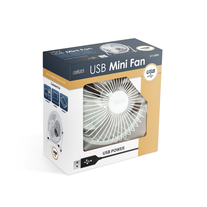 Namizni ventilator USB, 1,75 W/5 V, Ø 18 cm, bel