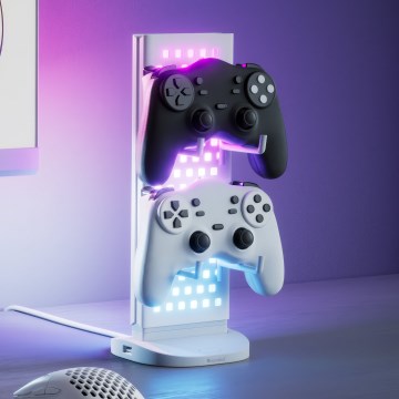 Nanoleaf - LED RGBIC Zatemnjevalna polnilna namizna postaja 3v1 5V 2700-6500K črna