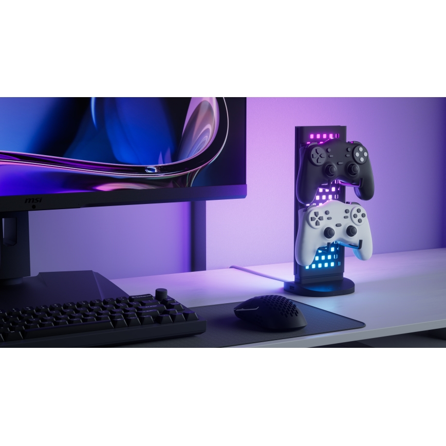 Nanoleaf - LED RGBIC Zatemnitvena namizna miza stanice 5V 2700-6500K črna
