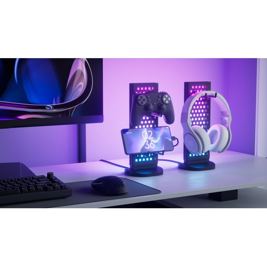 Nanoleaf - LED RGBIC Zatemnitvena namizna miza stanice 5V 2700-6500K črna