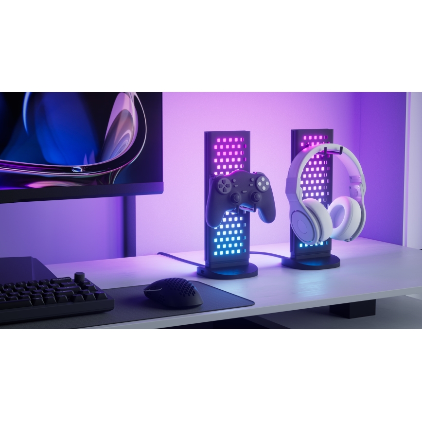 Nanoleaf - LED RGBIC Zatemnitvena namizna miza stanice 5V 2700-6500K črna