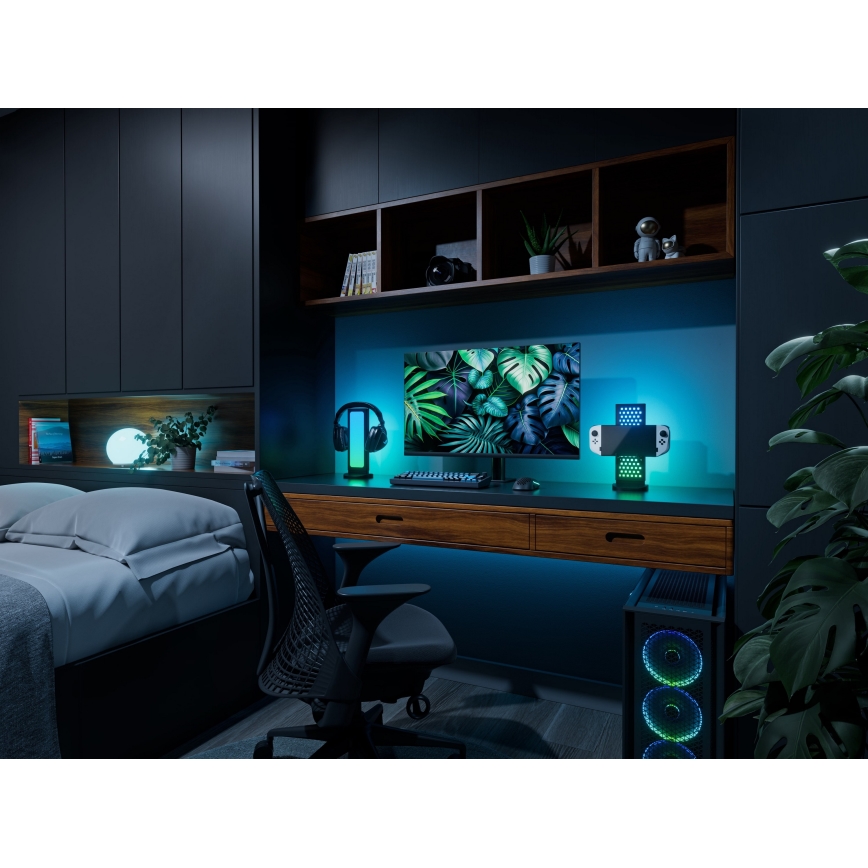 Nanoleaf - LED RGBIC Zatemnitvena namizna miza stanice 5V 2700-6500K črna