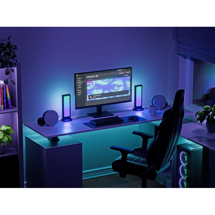 Nanoleaf - LED RGBIC Zatemnitvena namizna miza stanice 5V 2700-6500K črna