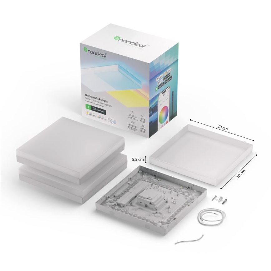 Nanoleaf - SET 3x RGBW Stropna svetilka z možnostjo zatemnitve SKYLIGHT 1xLED/18W/230V + 2xLED/16W/230V 2700-6500K Wi-Fi