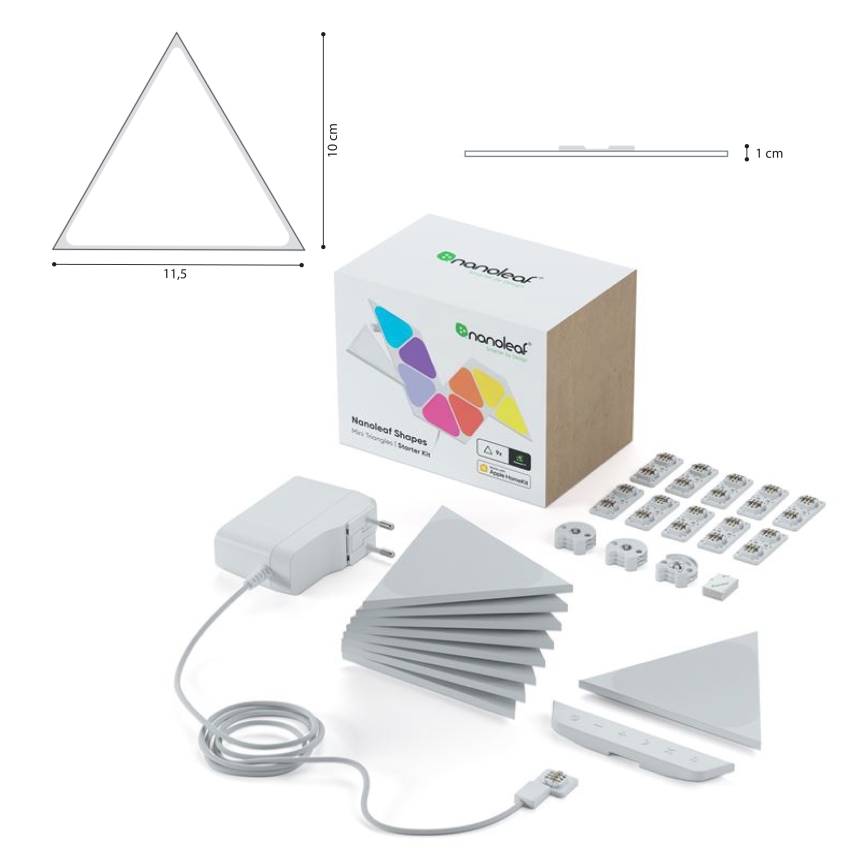 Nanoleaf - SET 9x LED RGBW Zatemnitveni panel TRIANGLES LED/0,54W/230V 1200-6500K Wi-Fi