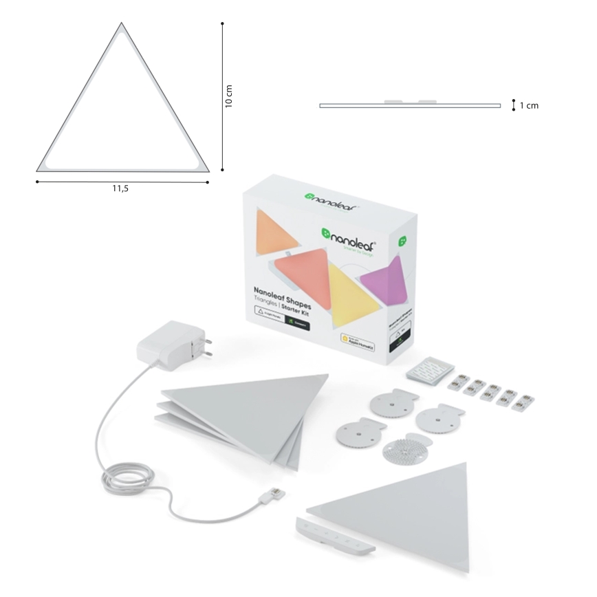 Nanoleaf - KOMPLET 10x LED RGB Zatemnitveni panel TRIANGLES LED/0,5W/230V Wi-Fi
