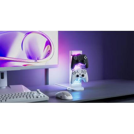 Nanoleaf - LED RGBIC namizna polnilna postaja 3 v 1 z nastavljivo svetlostjo 5V 2700-6500K bela