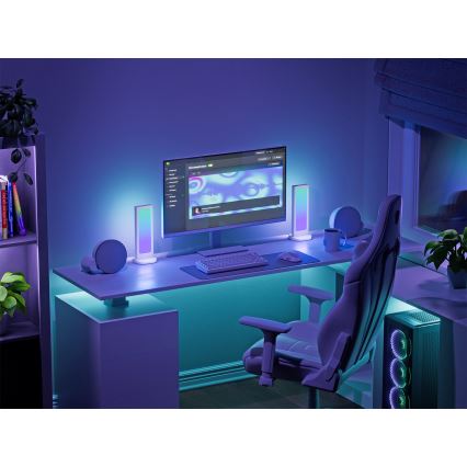 Nanoleaf - LED RGBIC namizna polnilna postaja 3 v 1 z nastavljivo svetlostjo 5V 2700-6500K bela