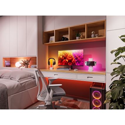 Nanoleaf - LED RGBIC namizna polnilna postaja 3 v 1 z nastavljivo svetlostjo 5V 2700-6500K bela