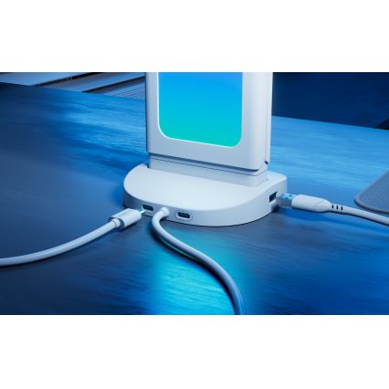 Nanoleaf - LED RGBIC namizna polnilna postaja 3 v 1 z nastavljivo svetlostjo 5V 2700-6500K bela