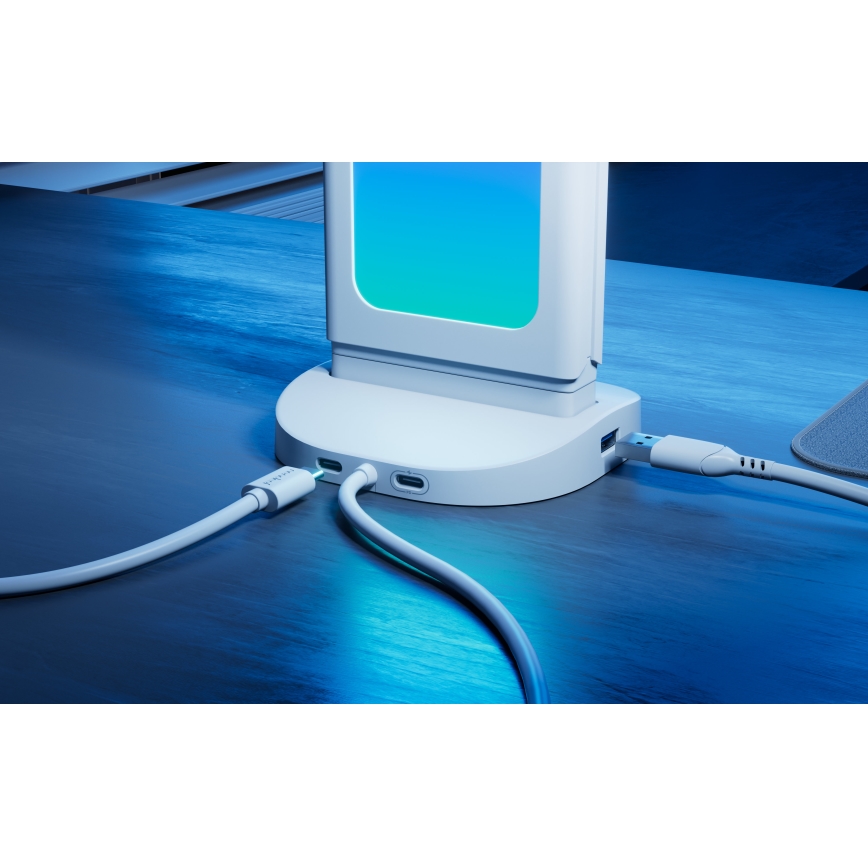 Nanoleaf - LED RGBIC namizna polnilna postaja 3 v 1 z nastavljivo svetlostjo 5V 2700-6500K bela