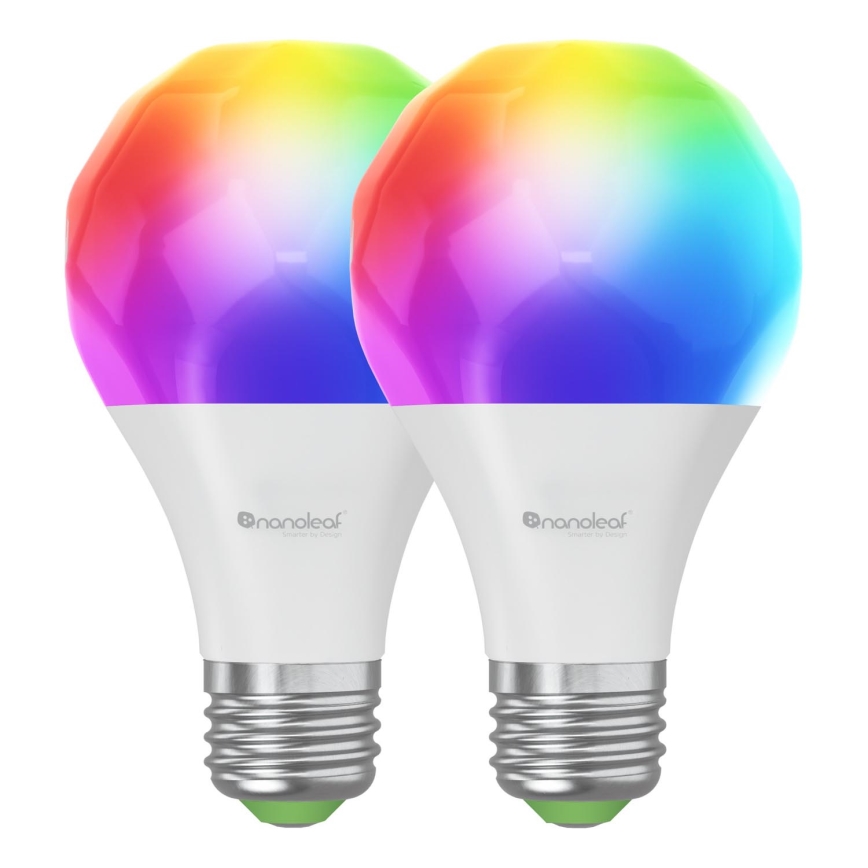 Nanoleaf - SET 2x LED RGBW Zatemnitvena žarnica ESSENTIALS MATTER A19 E27/9W/230V 2700-6500K CRI 90 Wi-Fi