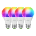 Nanoleaf - SET 4x LED RGBW Zatemnitvena žarnica ESSENTIALS MATTER A19 E27/9W/230V 2700-6500K CRI 90 Wi-Fi