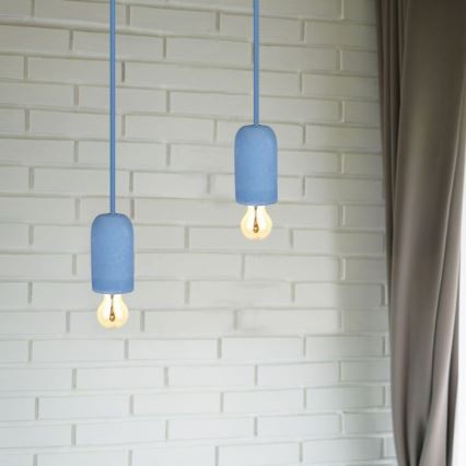 Napajalni kabel 1xE27/60W/230V beton/modra