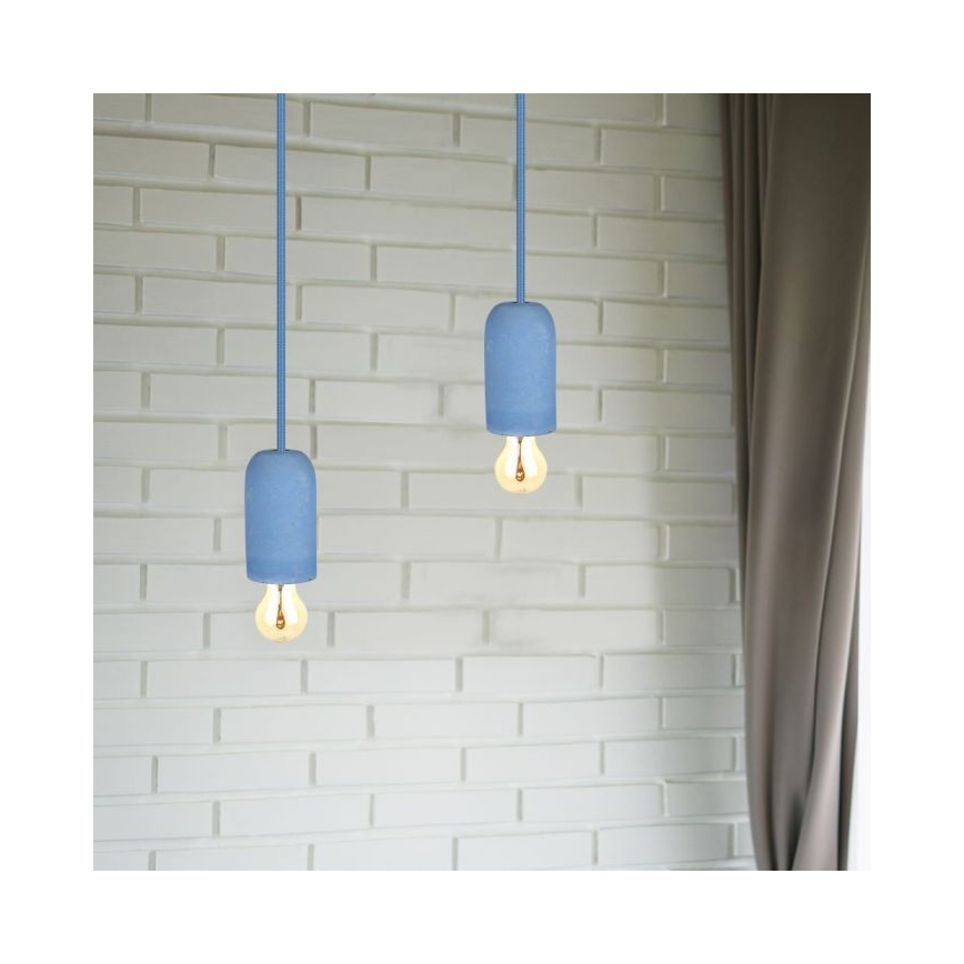 Napajalni kabel 1xE27/60W/230V beton/modra