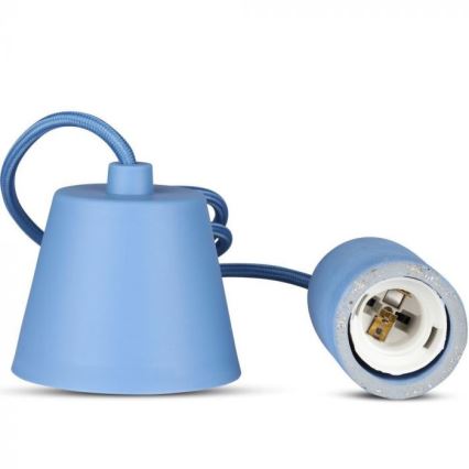 Napajalni kabel 1xE27/60W/230V beton/modra