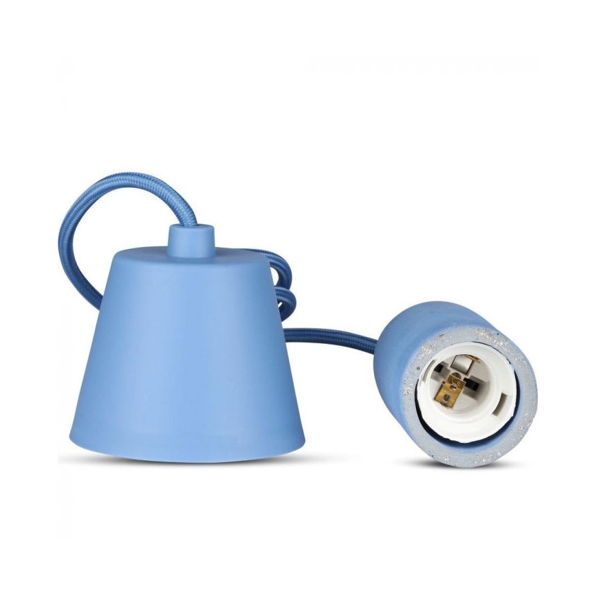 Napajalni kabel 1xE27/60W/230V beton/modra