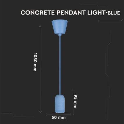 Napajalni kabel 1xE27/60W/230V beton/modra