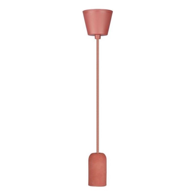 Napajalni kabel 1xE27/60W/230V beton/rdeča