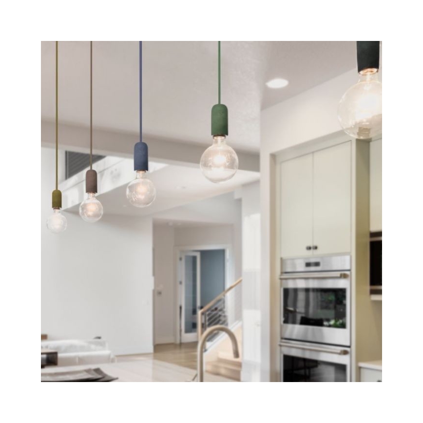 Napajalni kabel 1xE27/60W/230V beton/rdeča
