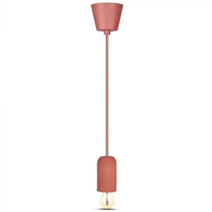 Napajalni kabel 1xE27/60W/230V beton/rdeča