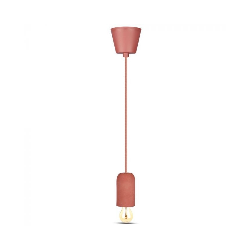 Napajalni kabel 1xE27/60W/230V beton/rdeča