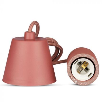 Napajalni kabel 1xE27/60W/230V beton/rdeča