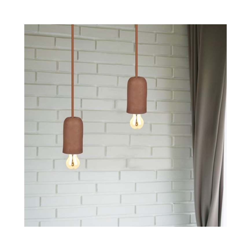 Napajalni kabel 1xE27/60W/230V beton/rjava