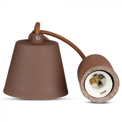 Napajalni kabel 1xE27/60W/230V beton/rjava