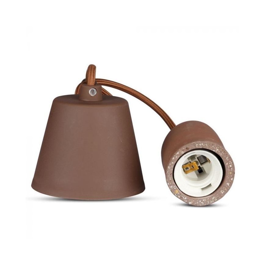 Napajalni kabel 1xE27/60W/230V beton/rjava