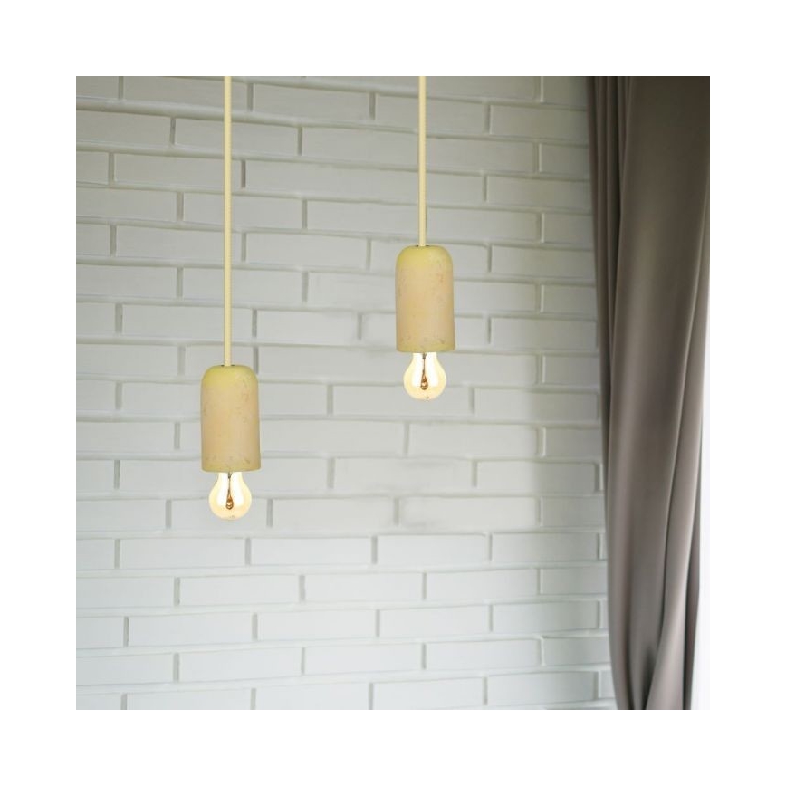 Napajalni kabel 1xE27/60W/230V beton/rumena