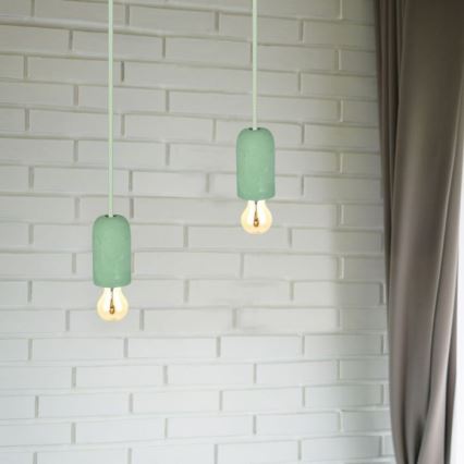 Napajalni kabel 1xE27/60W/230V beton/zelena