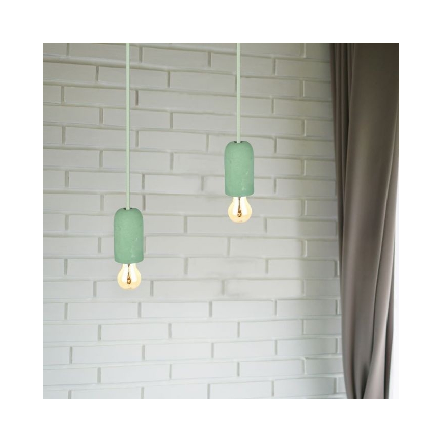 Napajalni kabel 1xE27/60W/230V beton/zelena