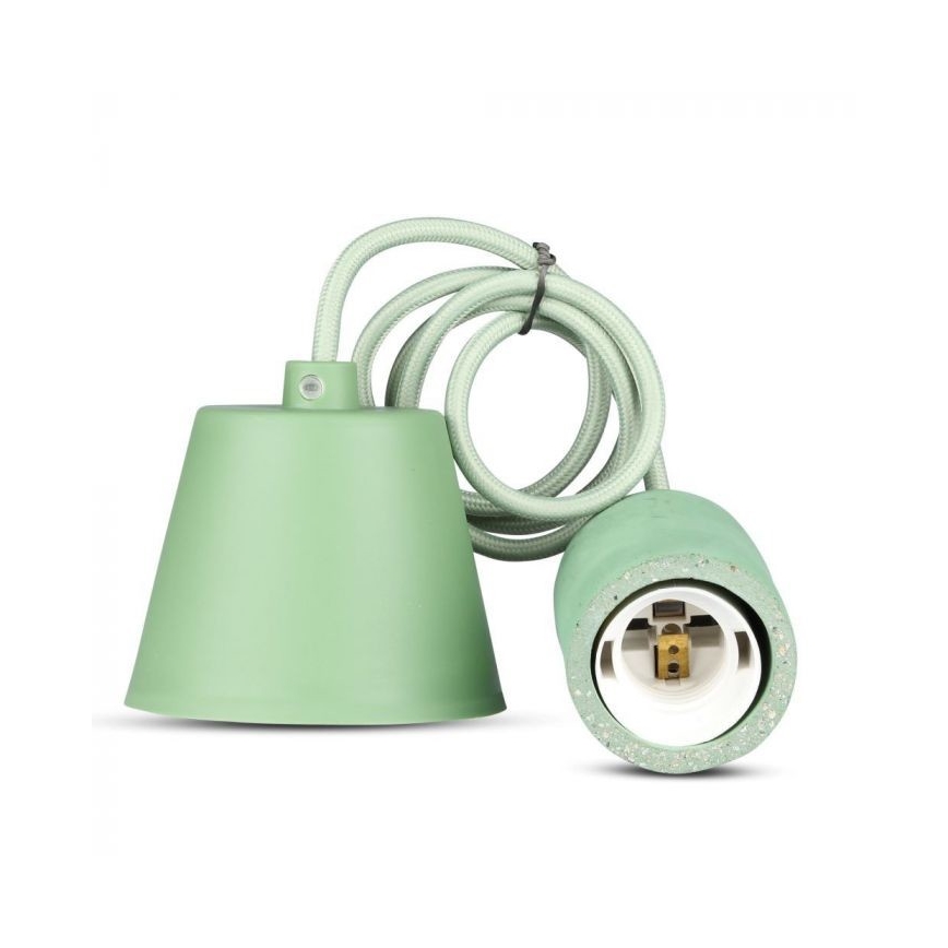 Napajalni kabel 1xE27/60W/230V beton/zelena