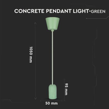 Napajalni kabel 1xE27/60W/230V beton/zelena