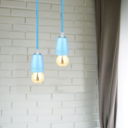Napajalni kabel 1xE27/60W/230V modra/porcelain