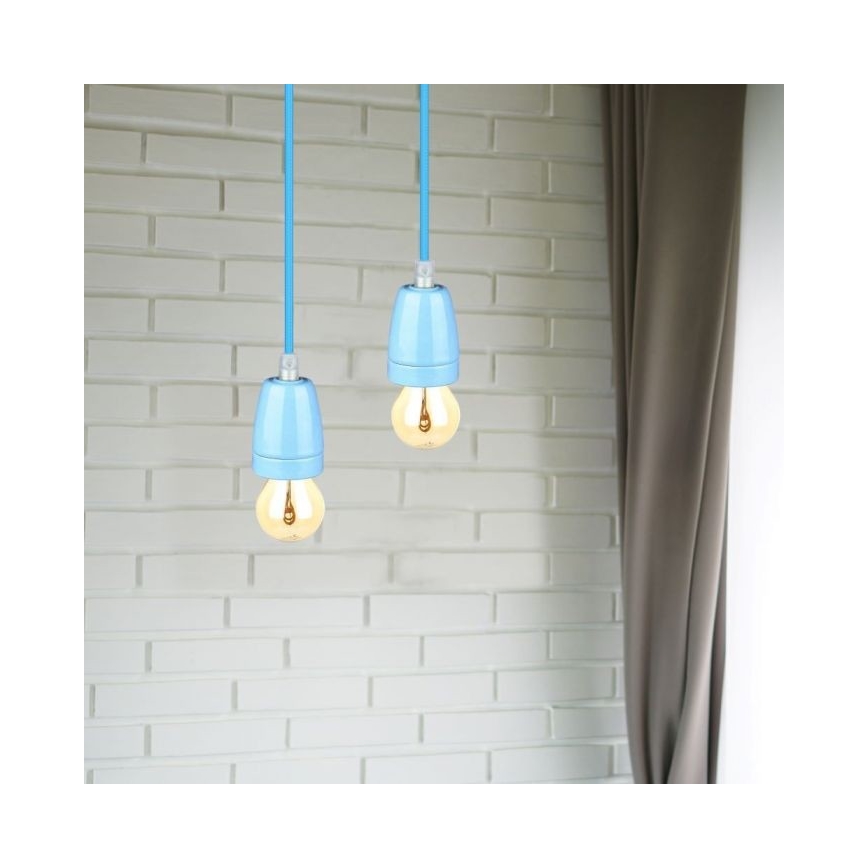 Napajalni kabel 1xE27/60W/230V modra/porcelain