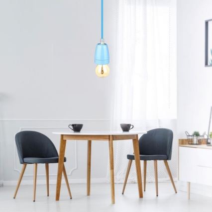 Napajalni kabel 1xE27/60W/230V modra/porcelain