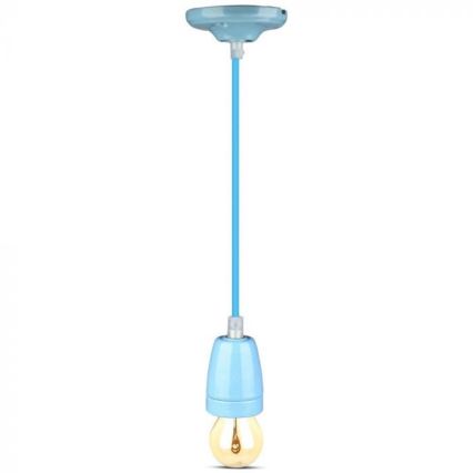 Napajalni kabel 1xE27/60W/230V modra/porcelain