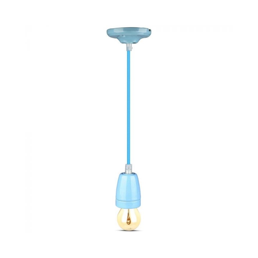 Napajalni kabel 1xE27/60W/230V modra/porcelain