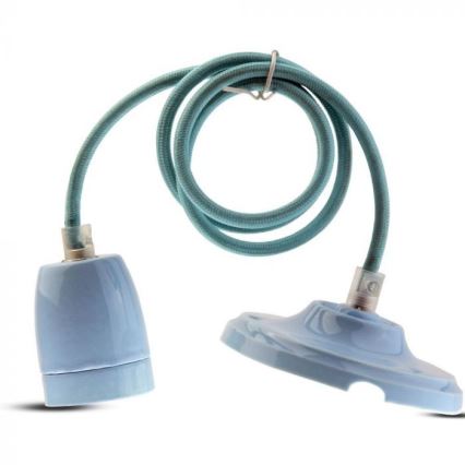Napajalni kabel 1xE27/60W/230V modra/porcelain