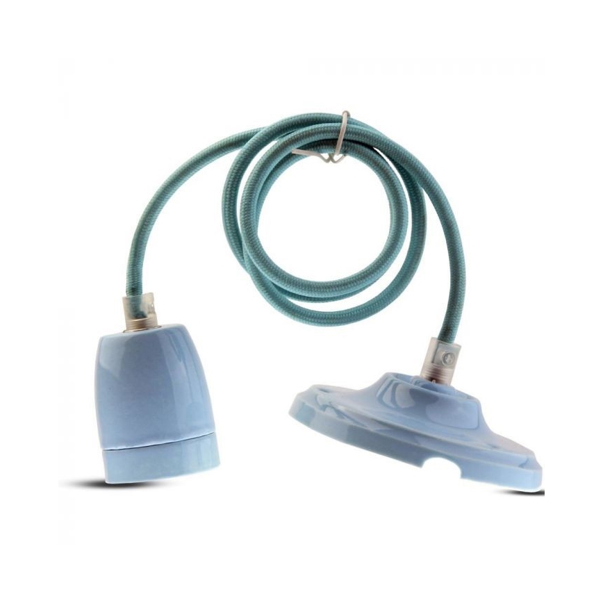Napajalni kabel 1xE27/60W/230V modra/porcelain
