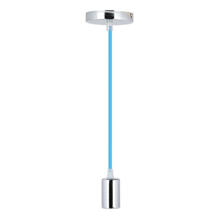 Napajalni kabel 1xE27/60W/230V modra/sijajni krom