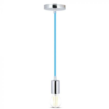 Napajalni kabel 1xE27/60W/230V modra/sijajni krom