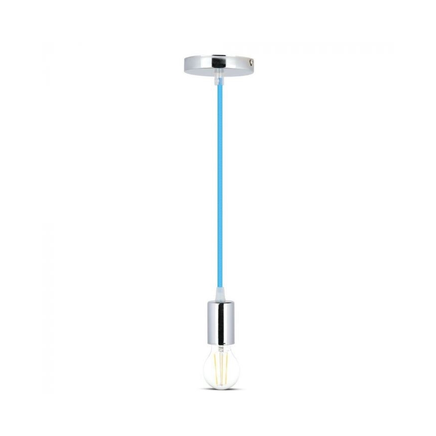 Napajalni kabel 1xE27/60W/230V modra/sijajni krom