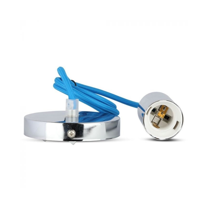 Napajalni kabel 1xE27/60W/230V modra/sijajni krom